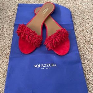 Aquazurra Red Suede Flat Sanda